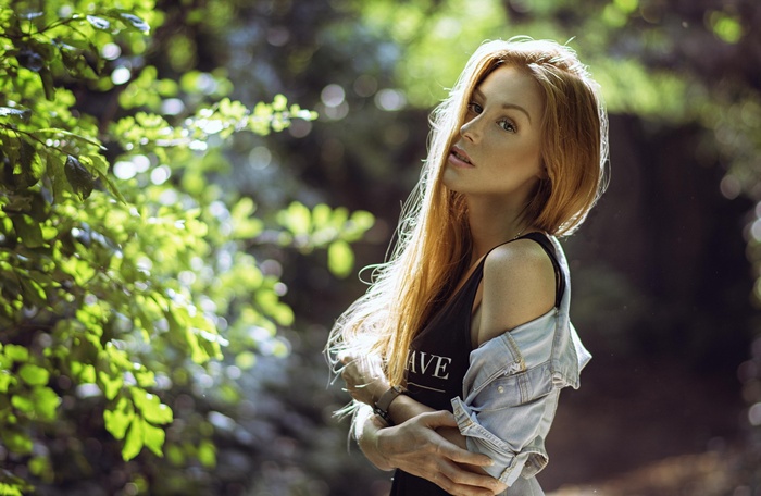 Katy Sendza with Red Hair Outdoors