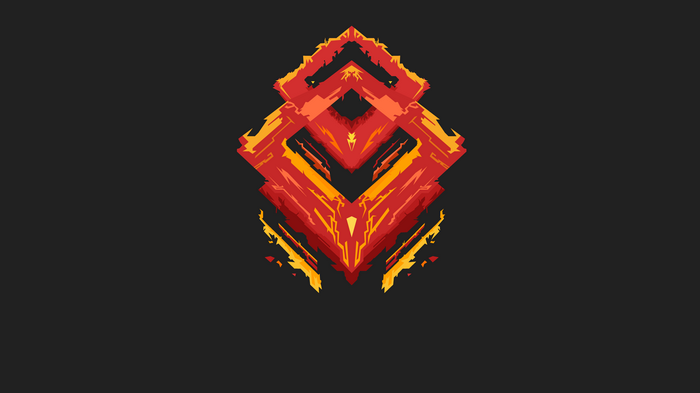 Abstract fiery geometric shapes on dark background