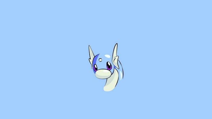 Pokémon Dratini illustration on blue background