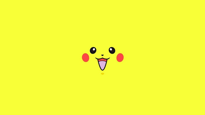 Pikachu face on a yellow background