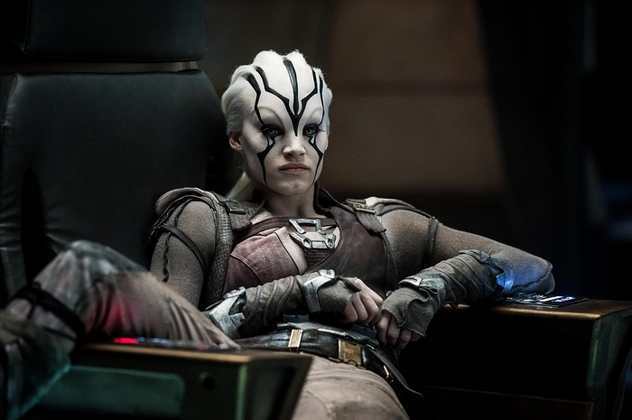 Jaylah from Star Trek Beyond sitting in a chair