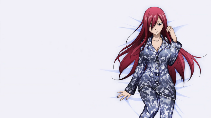 Erza Scarlet in Pajamas Lying Down