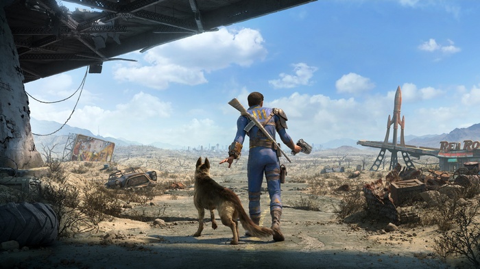 Fallout 4: Man and Dog in a Post-Apocalyptic Wasteland