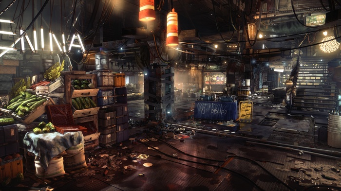 Deus Ex: Mankind Divided Market Scene