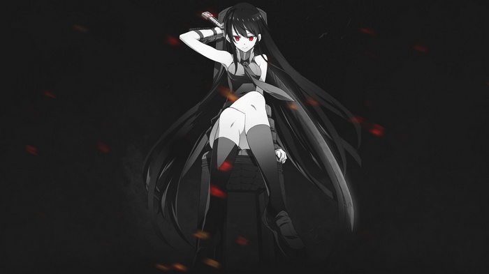 Akame from Akame ga Kill! with red eyes