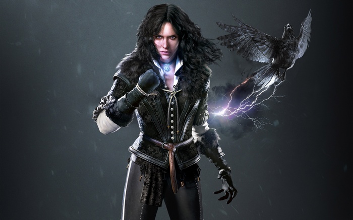 Yennefer of Vengerberg with a Raven in The Witcher 3