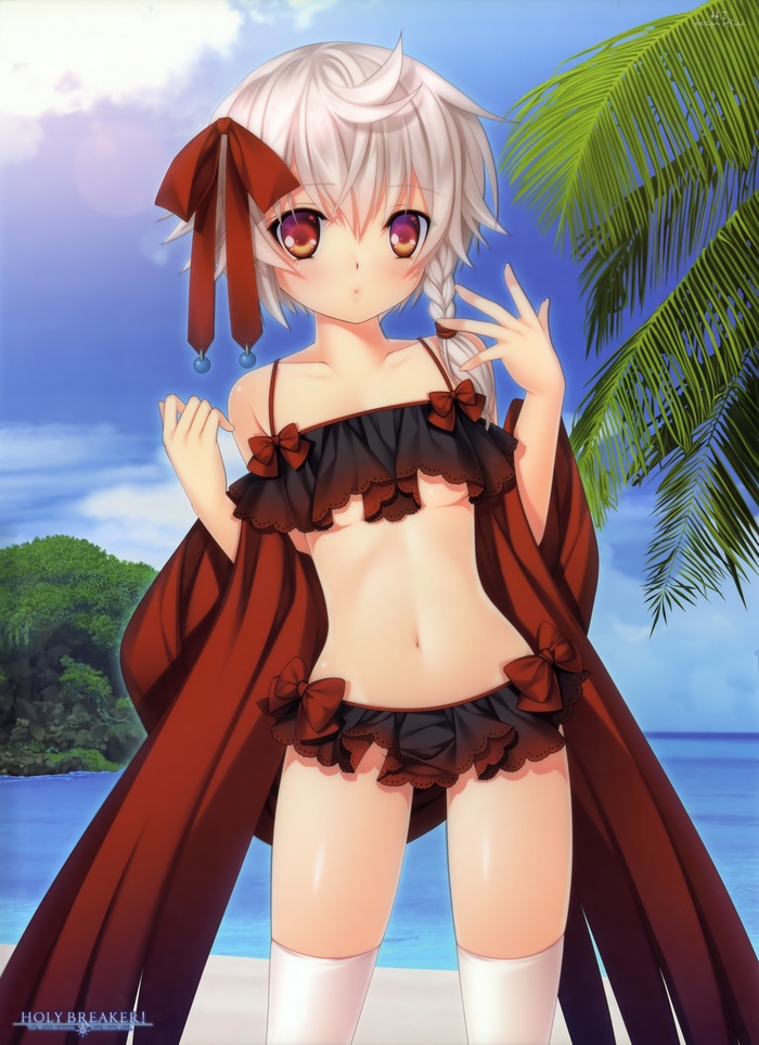 Anime girl in bikini on a beach