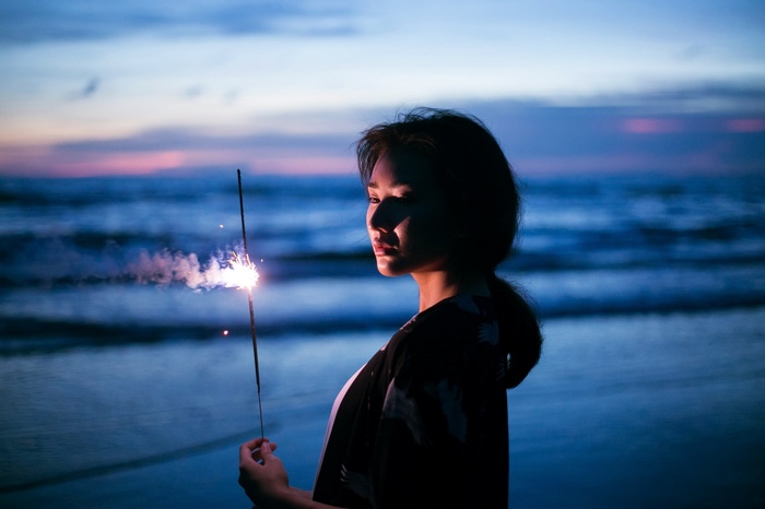 Asian, fireworks, beach, women, women outdoors, outdoors