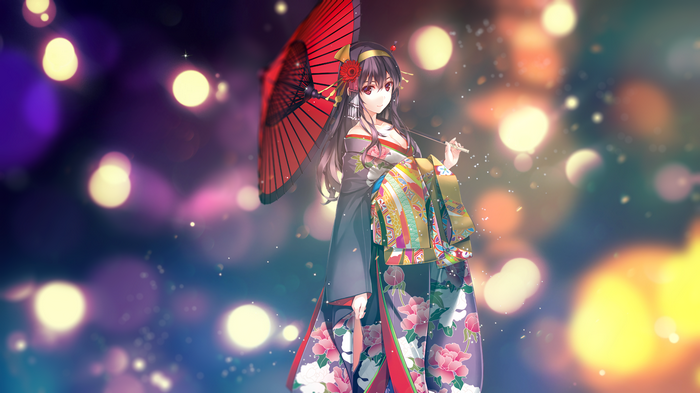 Kasumigaoka Utaha in Kimono with Umbrella