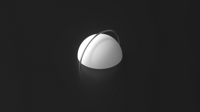 Minimalist white sphere with a metallic ring