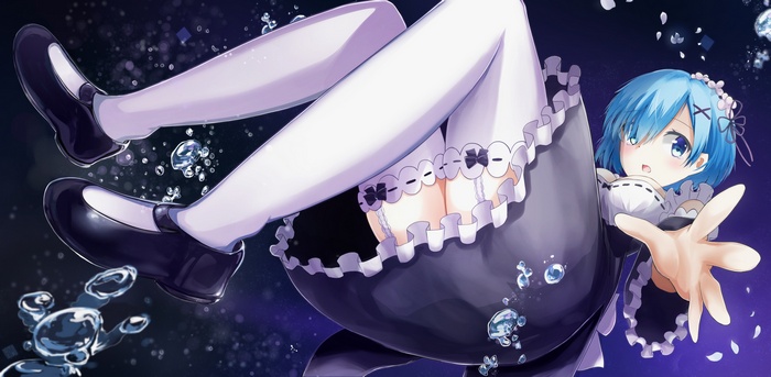 Rem from Re:Zero in a Maid Outfit Underwater