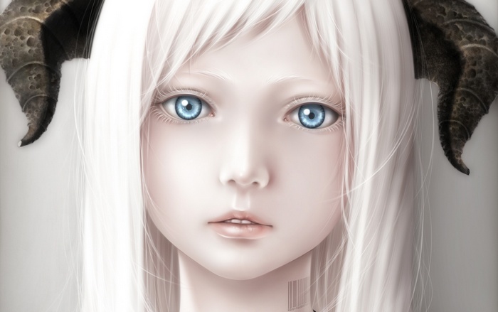 Fantasy girl with white hair and blue eyes