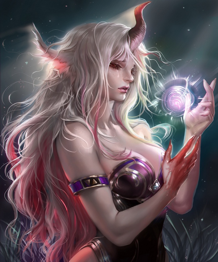 Sakimichan's Demon Girl Holding Magical Orb