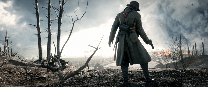 Soldier in World War I battlefield in Battlefield 1