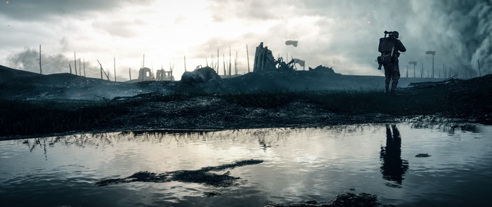 Soldier in a destroyed landscape from Battlefield 1