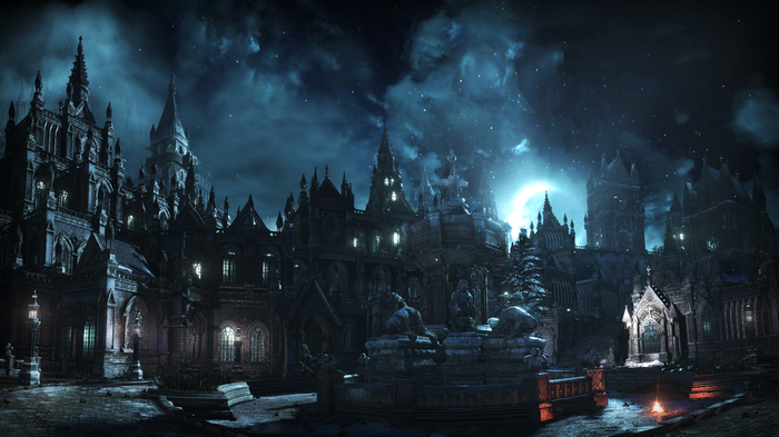 Irithyll from Dark Souls III at night