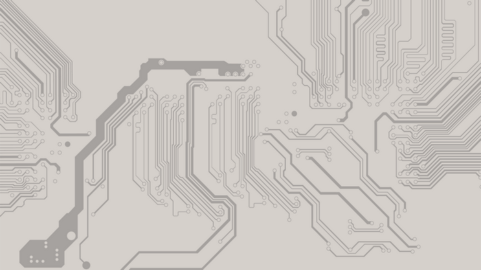 Circuitry pattern on a light gray background