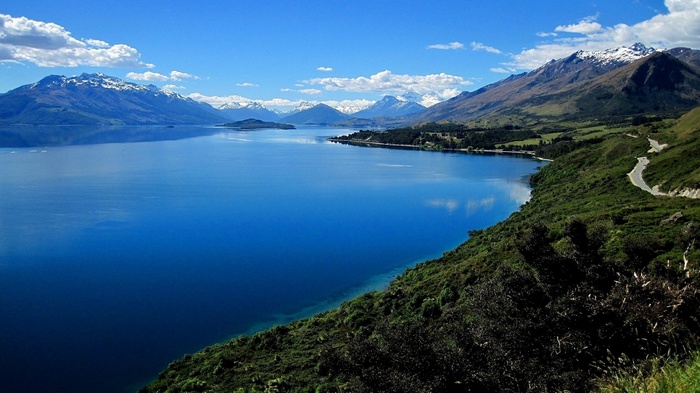 Lake and Mountains Landscape in New Zealand