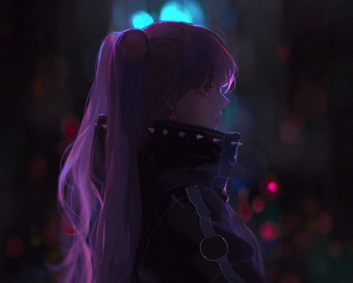 Anime girl with pink twintails and red eyes