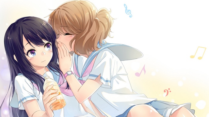 Anime girls whispering secrets, Hibike! Euphonium characters