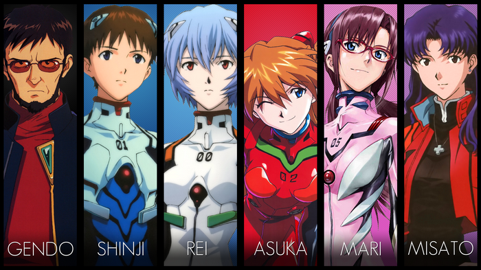 Ayanami Rei, Neon Genesis Evangelion, Katsuragi Misato, Asuka Langley Soryu, Gendo Ikari, Ikari Shinji, Makinami Mari
