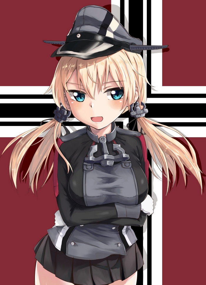 Prinz Eugen from Kantai Collection with blonde hair and blue eyes
