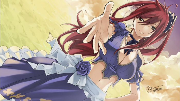Erza Scarlet from Fairy Tail reaching out