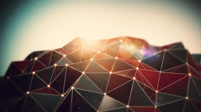 Abstract geometric network with light flares