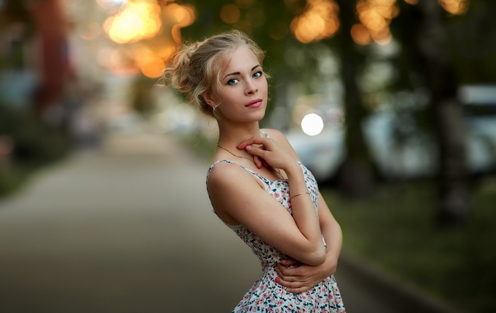 Portrait of a blonde woman with blue eyes by Sergey Baryshev