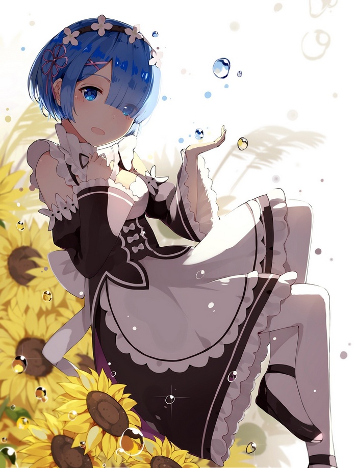 Rem from Re:Zero with Sunflowers