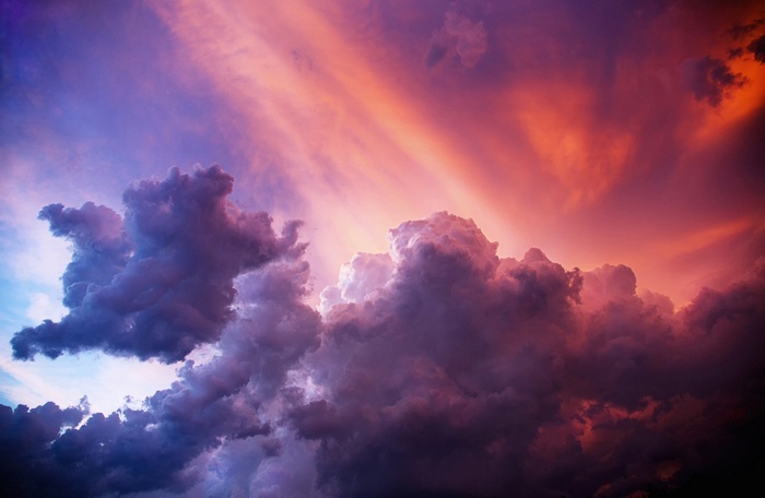 Dramatic sunset clouds with vibrant colors