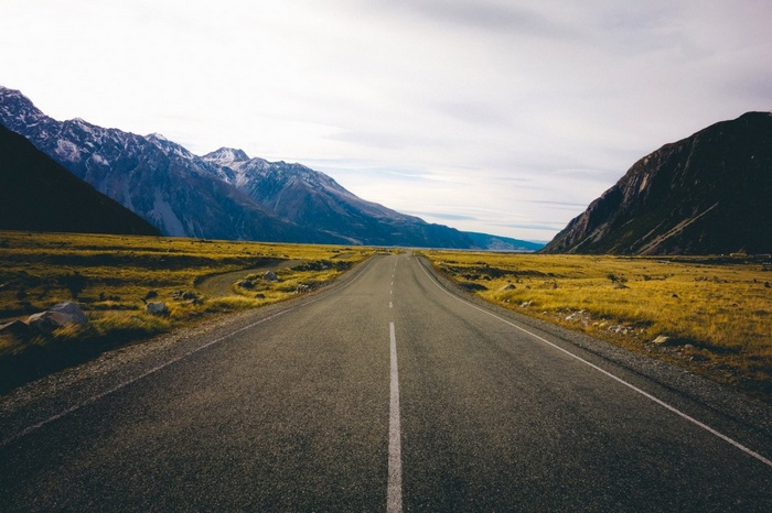 Road through a mountain landscape