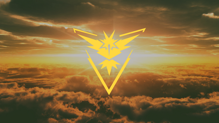 Team Instinct Pokemon Go Logo Over Clouds