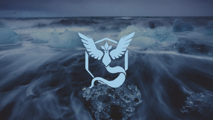 Team Mystic logo over icy ocean waves