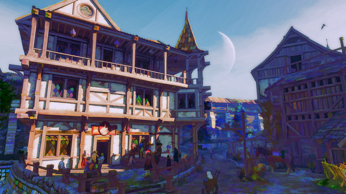 The Witcher 3: Wild Hunt Geralt in a medieval town