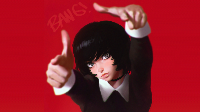 artwork, Ilya Kuvshinov, red background