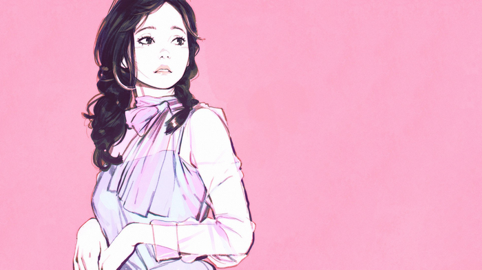 Artwork by Ilya Kuvshinov of a girl with braided hair
