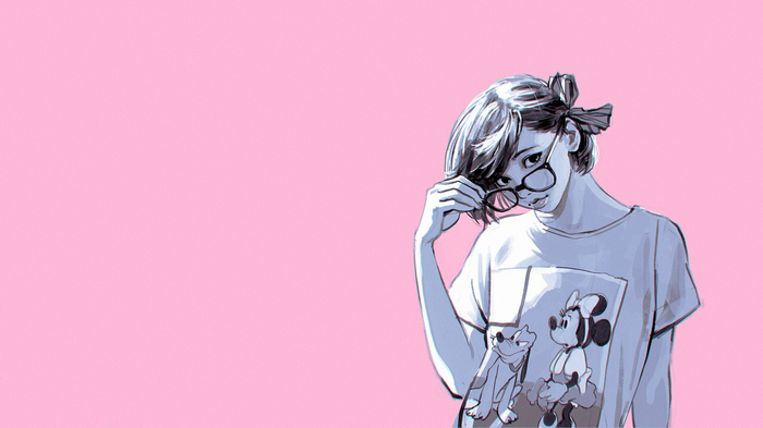Artwork of a girl with glasses by Ilya Kuvshinov