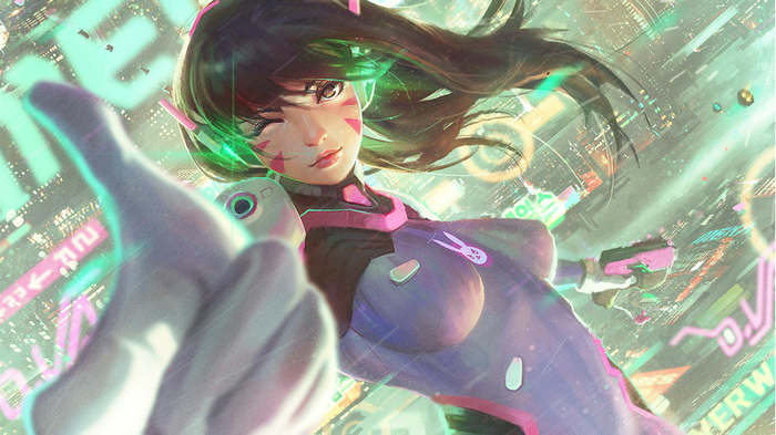 D.Va from Overwatch holding a gun