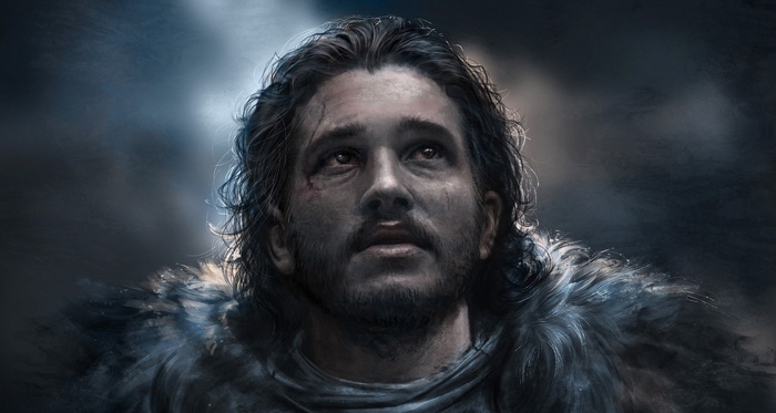 Jon Snow from Game of Thrones looking up