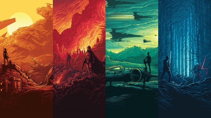 Star Wars Collage Artwork with Characters and Ships