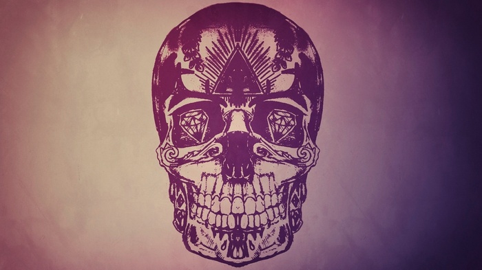Purple skull with diamonds and triangle
