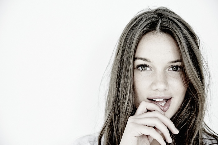 Hailey Outland with finger on lips