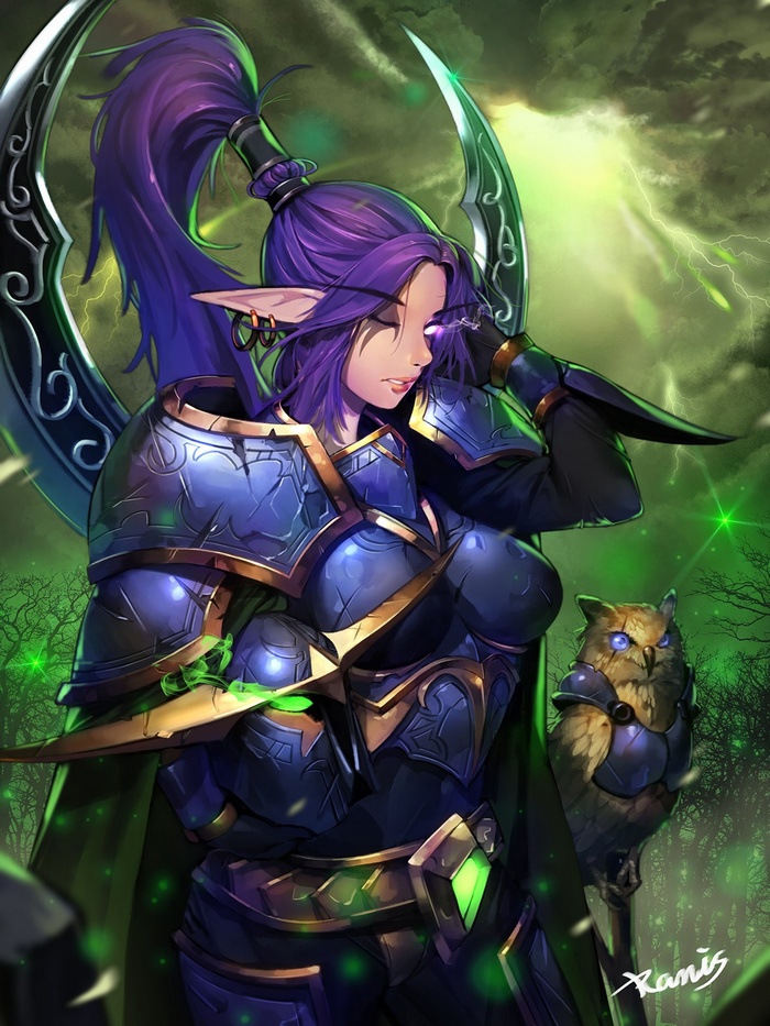 Night Elf Warrior with Owl Companion