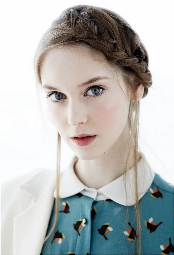Jemma Baines portrait with bird print shirt