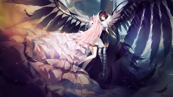 Akemi Homura and Kaname Madoka with Wings