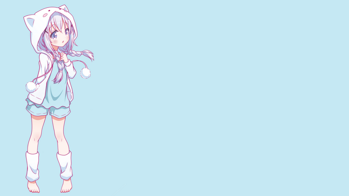 Kafuu Chino from Gochuumon wa Usagi Desu ka? wearing a cat hoodie