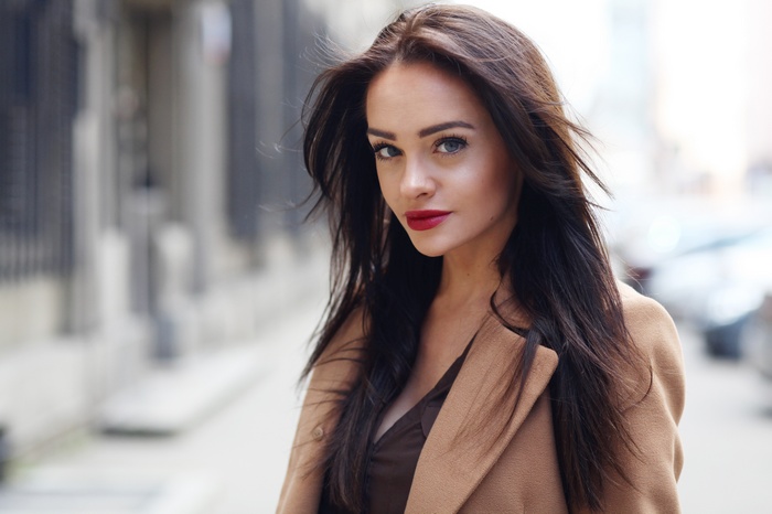 Sylwia Nowak, Polish actress with long brunette hair