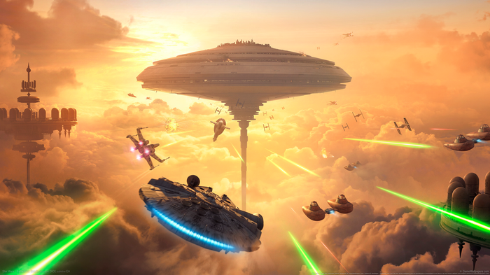 Star Wars Battlefront: Millennium Falcon and X-Wing Battle over Bespin