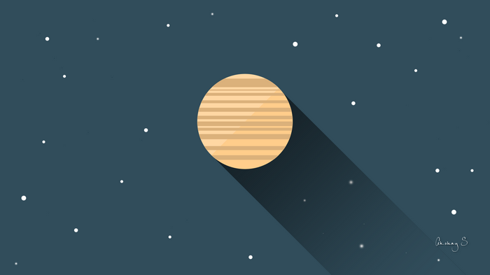 Minimalist flat design of a planet in space